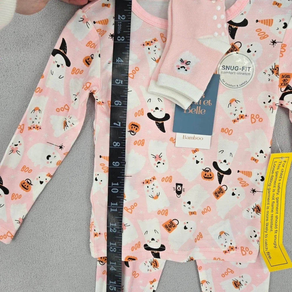 Tres Beau et Belle New 24M Ghost Pajama Set Toddler‎ Girls Halloween Bamboo Pink